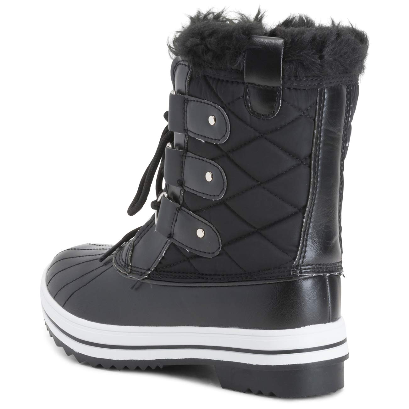 Polar Womens Snow Boot Nylon Short Winter Snow Rain Warm Waterproof Boots - Black - 6-39 - CD0030