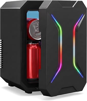 ELECWISH 4L/6 Can Mini Fridge with Gaming Lights, Fast Cooler and Warmer