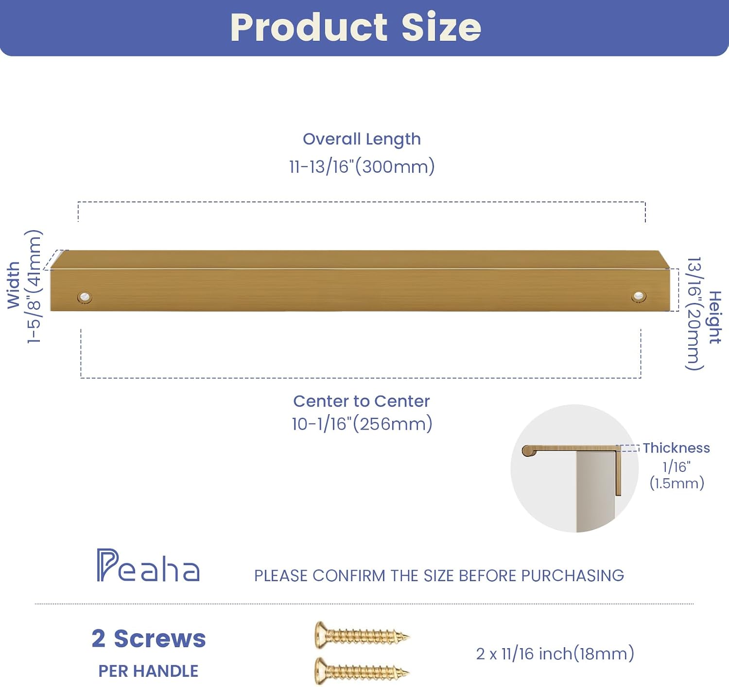 Peaha 10 Pack Kitchen Cabinet Handles 10-1/16" Champagne Bronze Finger Pull | Edge Pulls Bronze Cabinet Pulls Modern Hidden Dresser Drawer Handles Aluminum Alloy Closet Bedroom Living Room