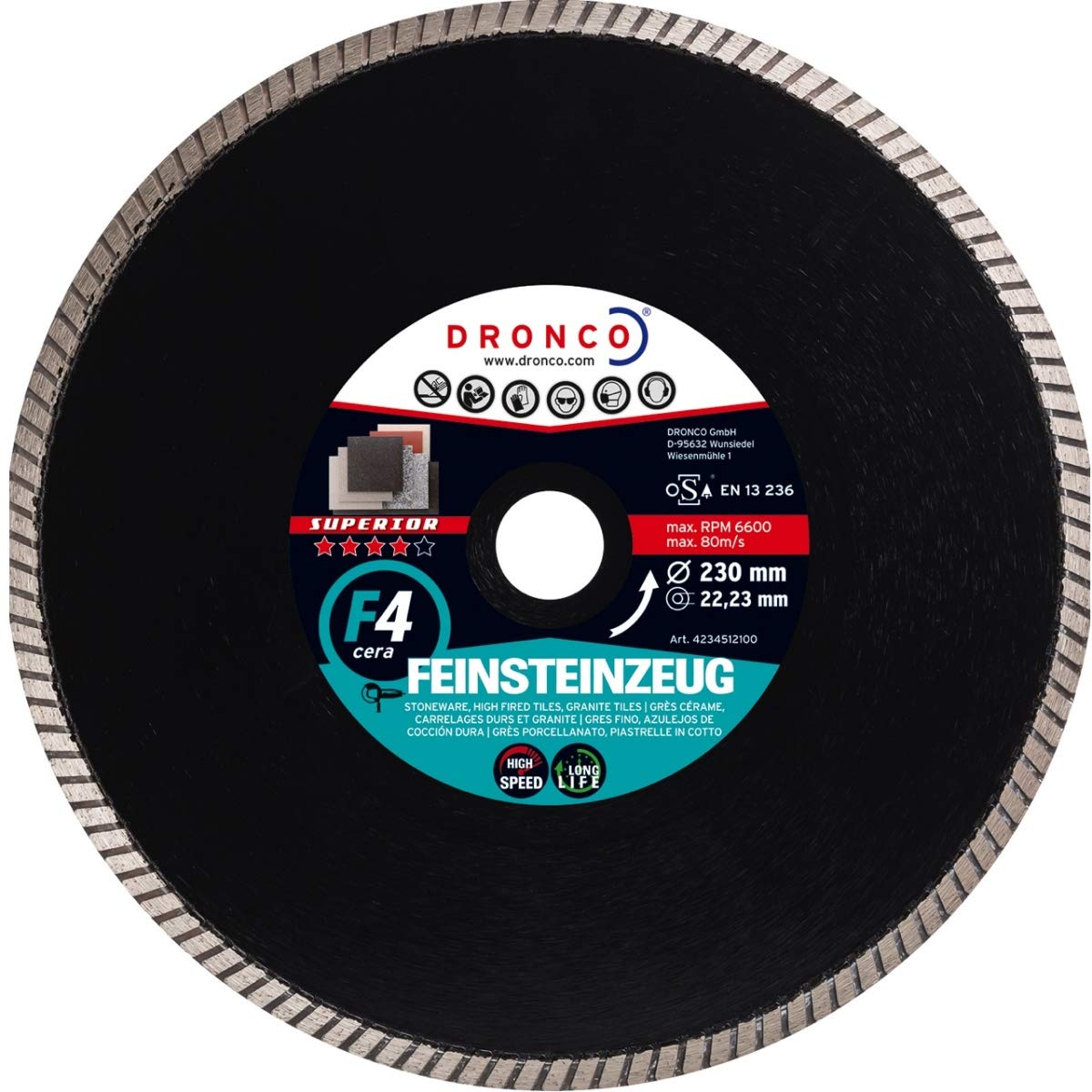 Disque de tronçonnage diamant 300mm lame F4 Cera pour scie à carrelage et grès cérame