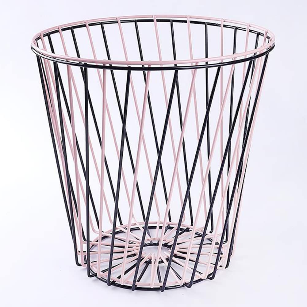 ETRAVRL Pattumiere, filo metallico, cestino per rifiuti in ferro e metallo, cestino per la spazzatura, cestino per il filo, decorazione camera da letto, stile nordico, nero, set da 2