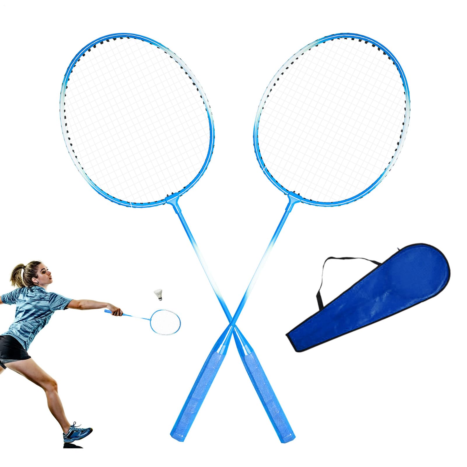 Professional Badminton Racket - dull Player Kit, Garden Rackets Set | Carbon Fiber Bats, Outdoor Activity Gear, Lightweight Smash Racquets for Beach ralIy, Backyard Exercise, Social Matches