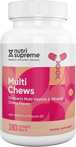 Delicious Kids Multivitamínico, 180 masticables vegetarianos – Suplemento completo para niños con vitaminas y minerales esenciales – Vitamina A, B,