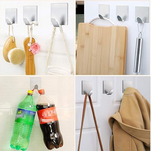 Miniatura 3 de FOTYRIG Ganchos adhesivos resistentes al agua, ganchos de acero inoxidable para colgar abrigos, sombreros, toallas, colgadores de pared, baño y