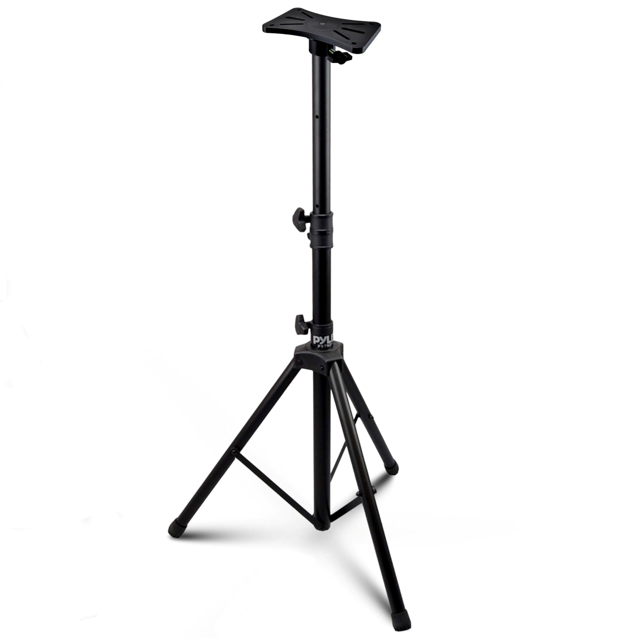 Pyle Mount Holder Heavy Duty Rubber Capped Tripod, Adjustable Height from 36.2 x 58.0 inches, Locking Safety PIN and 35mm Compatible Insert, On-Stage or In-Studio Use - PSTND1