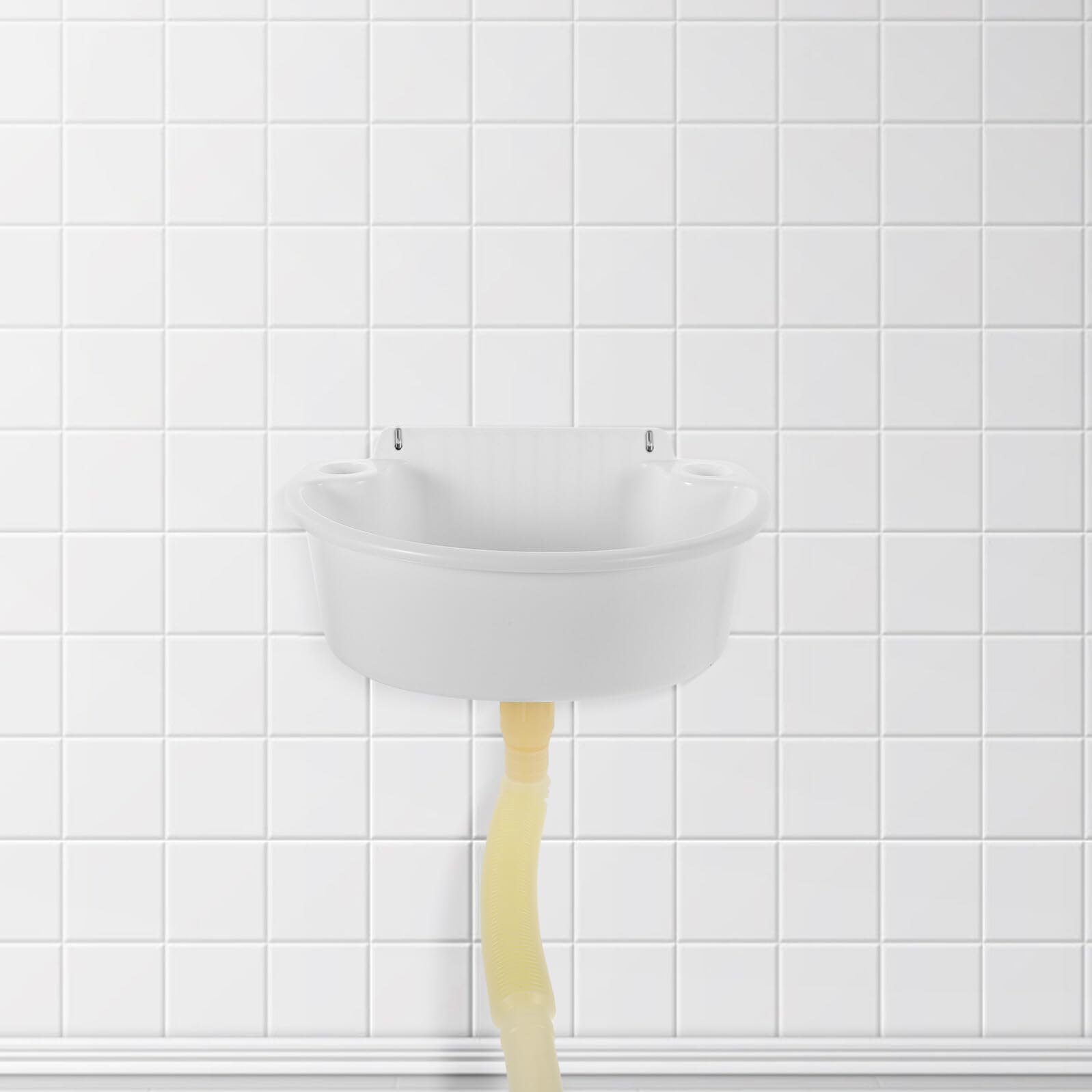 CLISPEED Lavabo Angolare Piccolo per Bagno Bianco in Plastica con Montaggio a Parete Facile senza Foratura Design Moderno e Pulizia Rapida Adatto a Piccoli Spazi e Balconi
