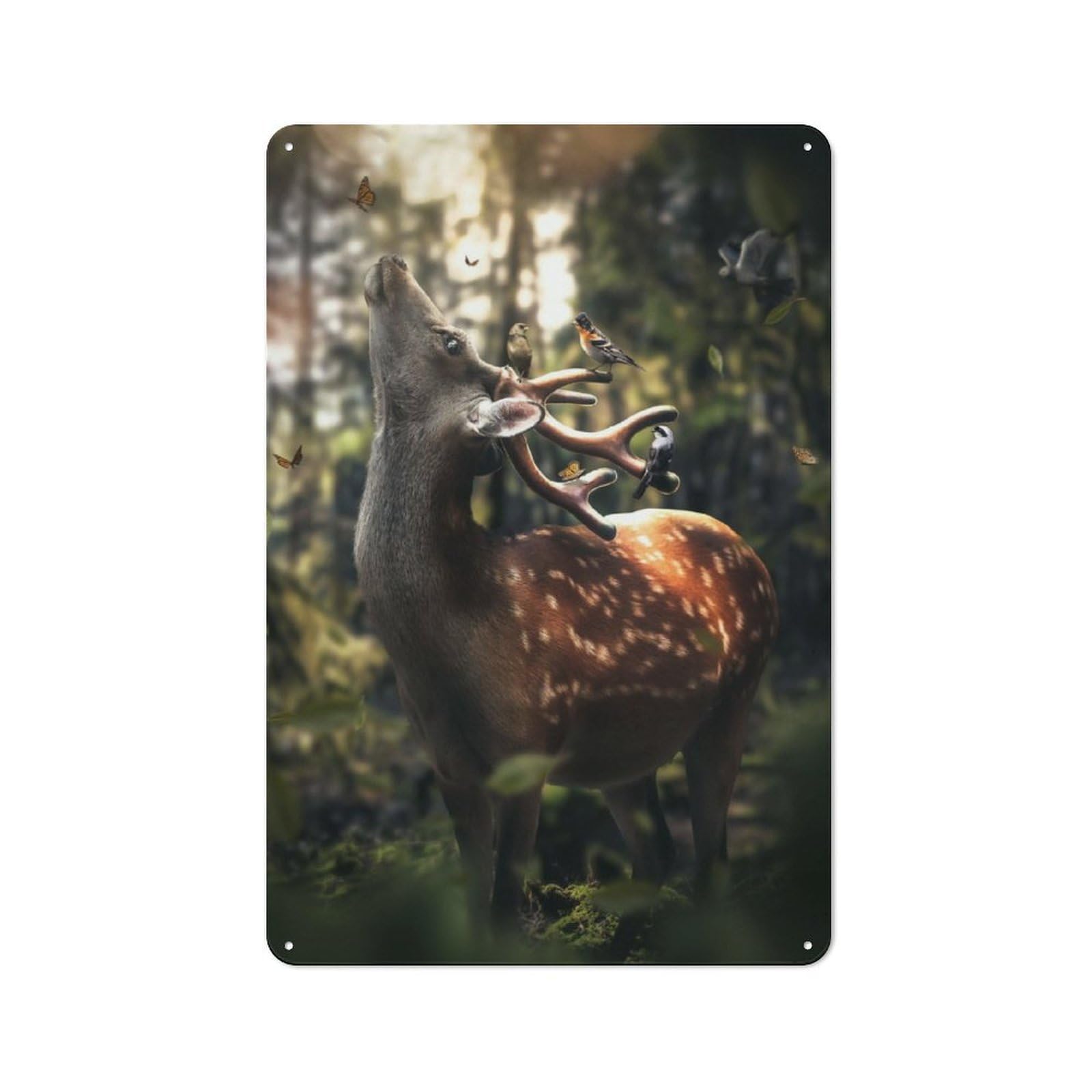 Junmoney Fantasy Deer Metal Wall Sign 30X20cm Featuring For Garage Wall, A Housewarming Gift For People Furnishing A Garage