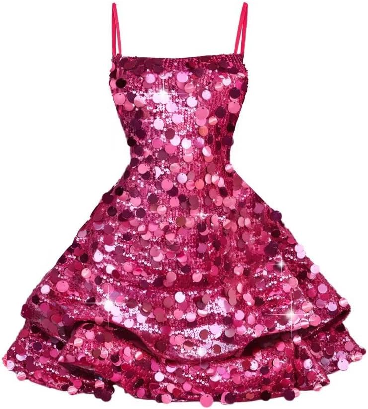 RSOETOO Sequin Short Homecoming Dress for Teen Sparkly Sleeveless...