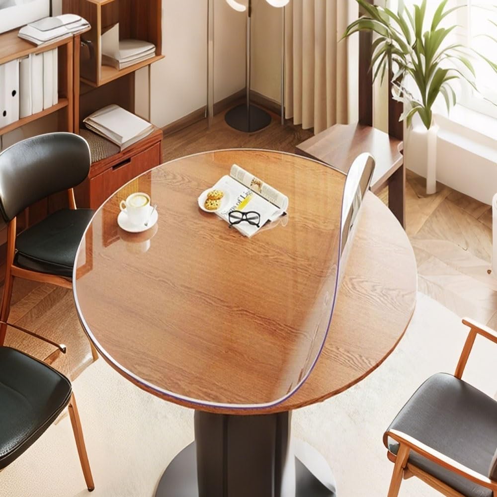 Protection Table Ronde Transparent Film de Protection pour Table Épaisseur : 1,5 mm Nappe de Table Ronde Transparente PVC Film(100 cm)