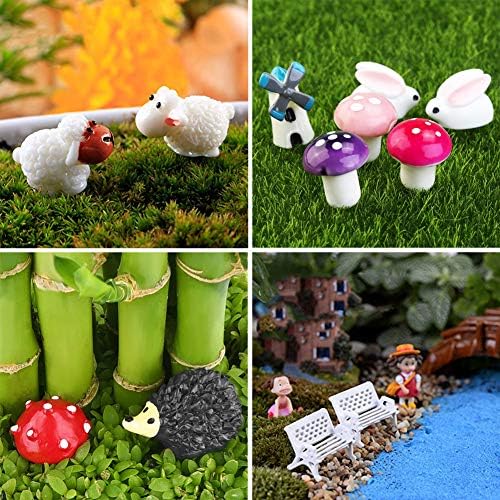 Bebester Fairy Garden Accessories, 58 Pieces Miniatures Ornaments Kit Ornament Dollhouse for Succulent Plant Miniature Landscape DIY Accessories
