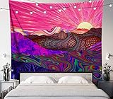 Lucid Eye Studios Trippy Trek Tapestry- Premium Psychedelic Wall Tapestry- Sun Wall Hanging- Beautiful Rolling Landscape Wall Art- Colorful Dorm Decor (82 x 72 inches)