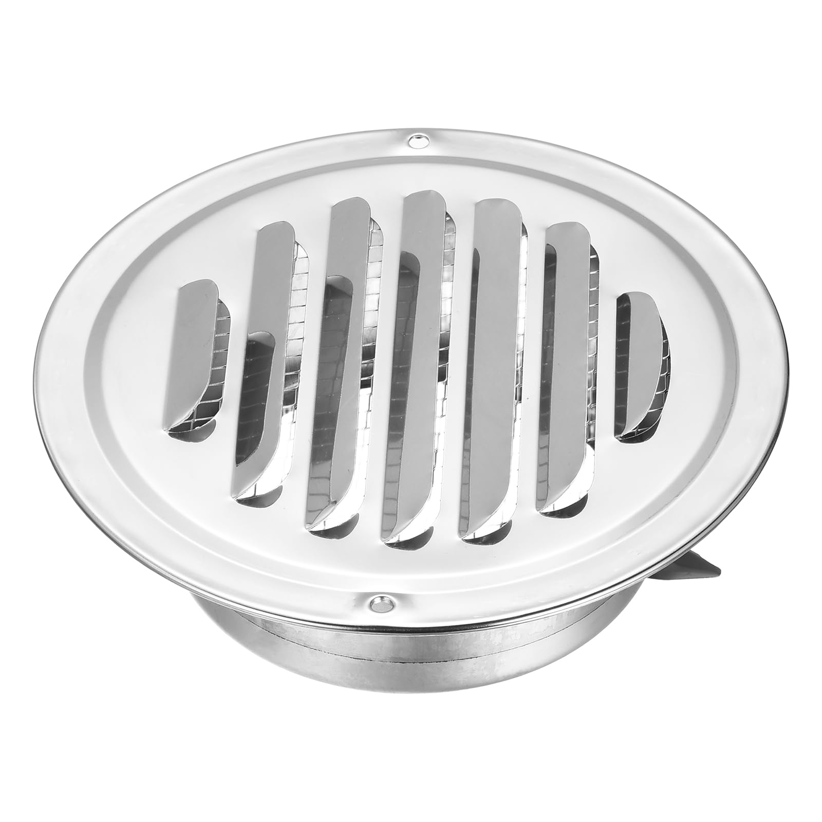 Grille d'aeration ronde inox 10,2 cm bouche ventilation murale