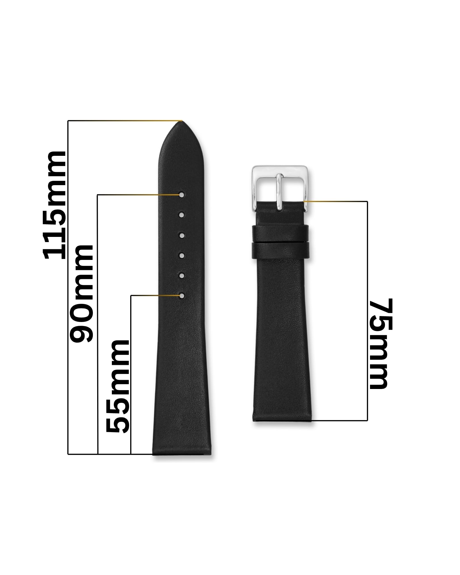 Cinturino per orologio in pelle affusolata senza sitchless | 18 mm 20 mm | nero marrone | elegante cono da 4 mm | Infinity Edge non cucito | cinturino in pelle di vitello liscia | uomini e donne |