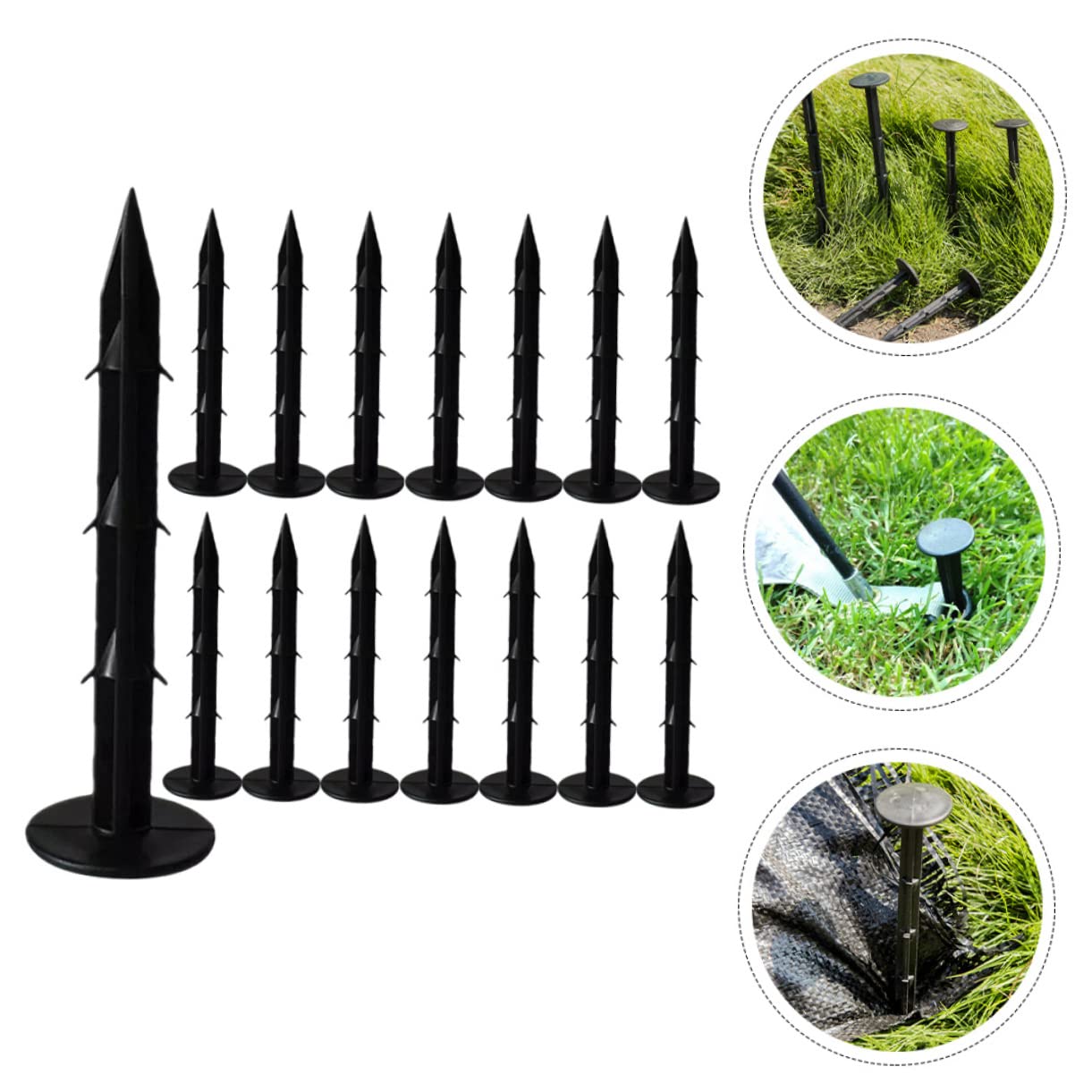 Piquets de Jardin en Plastique Noirs 120 Pièces PP pour Fixation