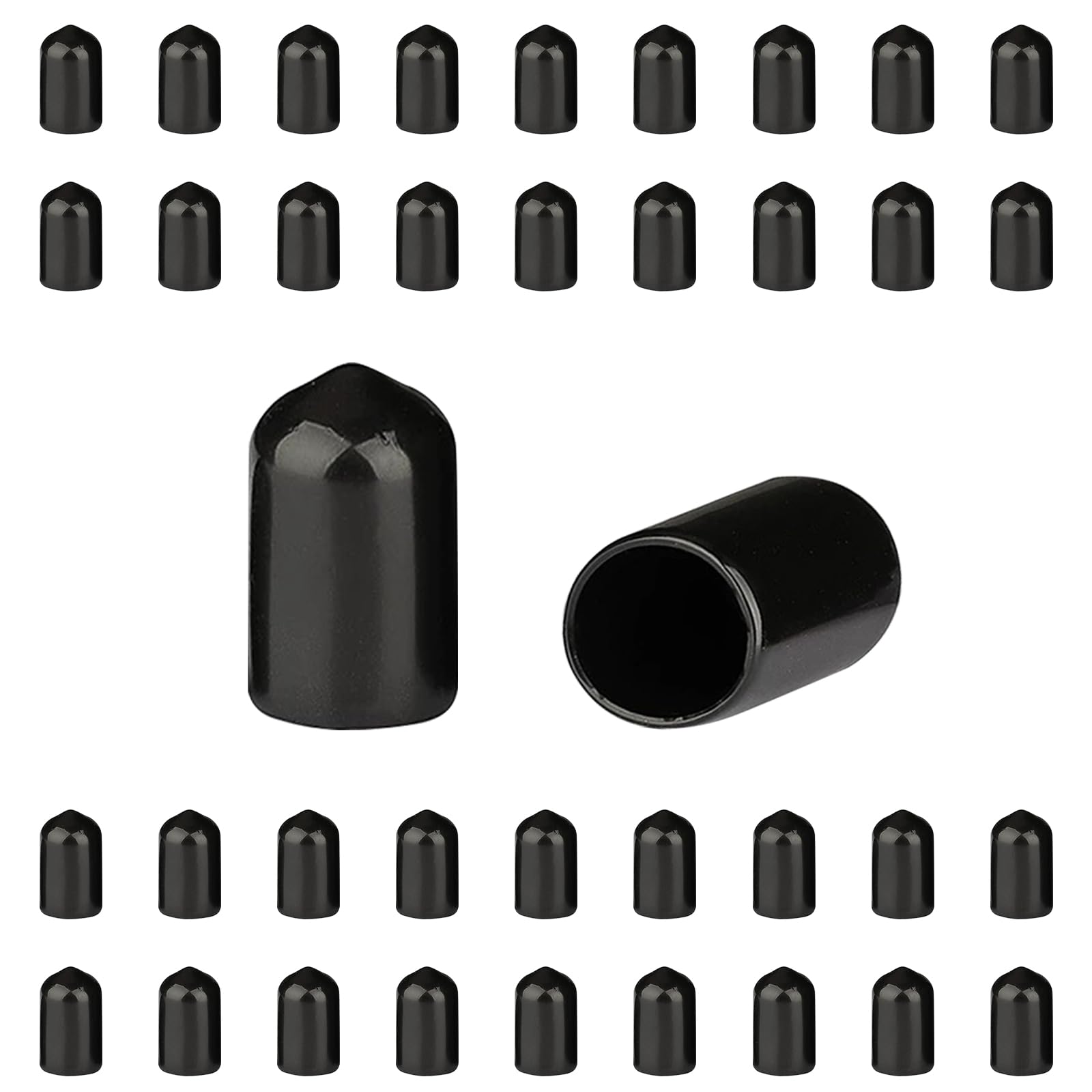 HLIWS 200 Pcs Round Rubber End Caps Protective Caps, 9mm,Black Vinyl Cover Screw, Thread Protectors Assortment