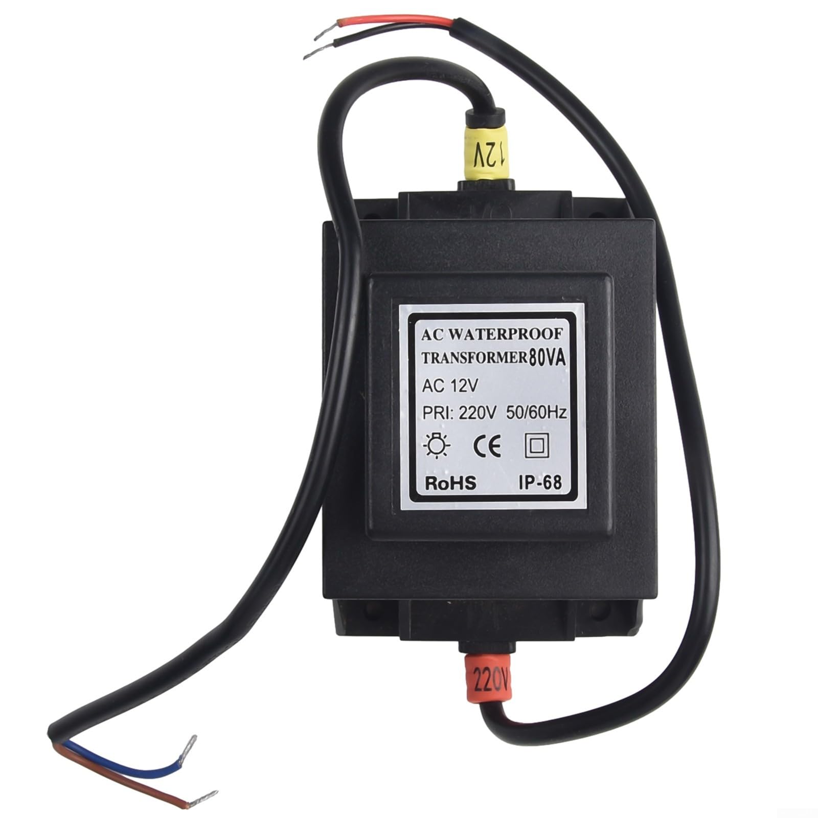Wasserdichter IP67 12 V AC/AC LED-Transformator Netzteil 5 W-80 W für Sicherheitsbeleuchtung im Freien (80 W)