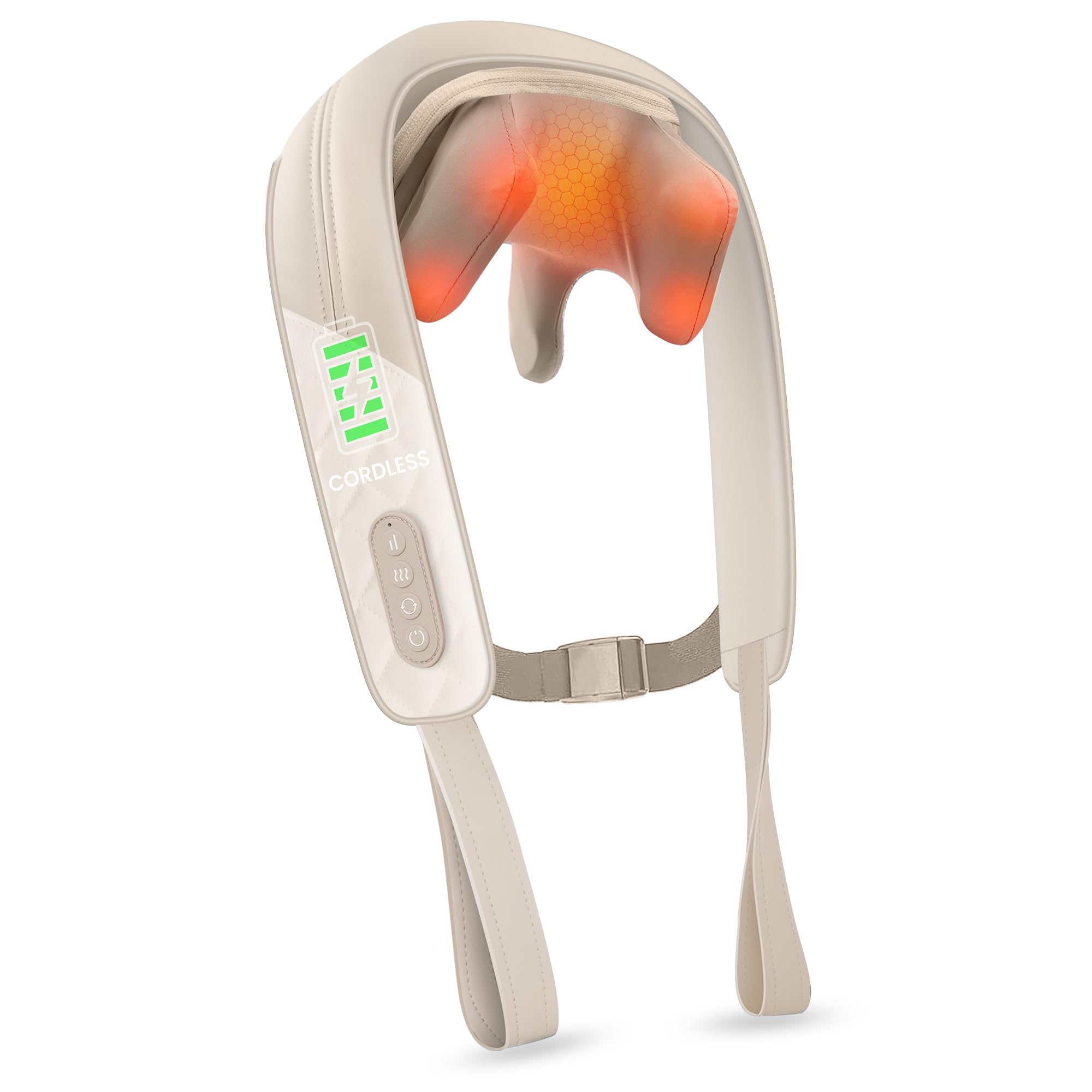 Snailax Cordless Neck Massager with Heat, Shiatsu Neck and Shoulder Massager for Deep Tissue, Kneading Back Massage Pillow for Leg, Body, 2 Heating