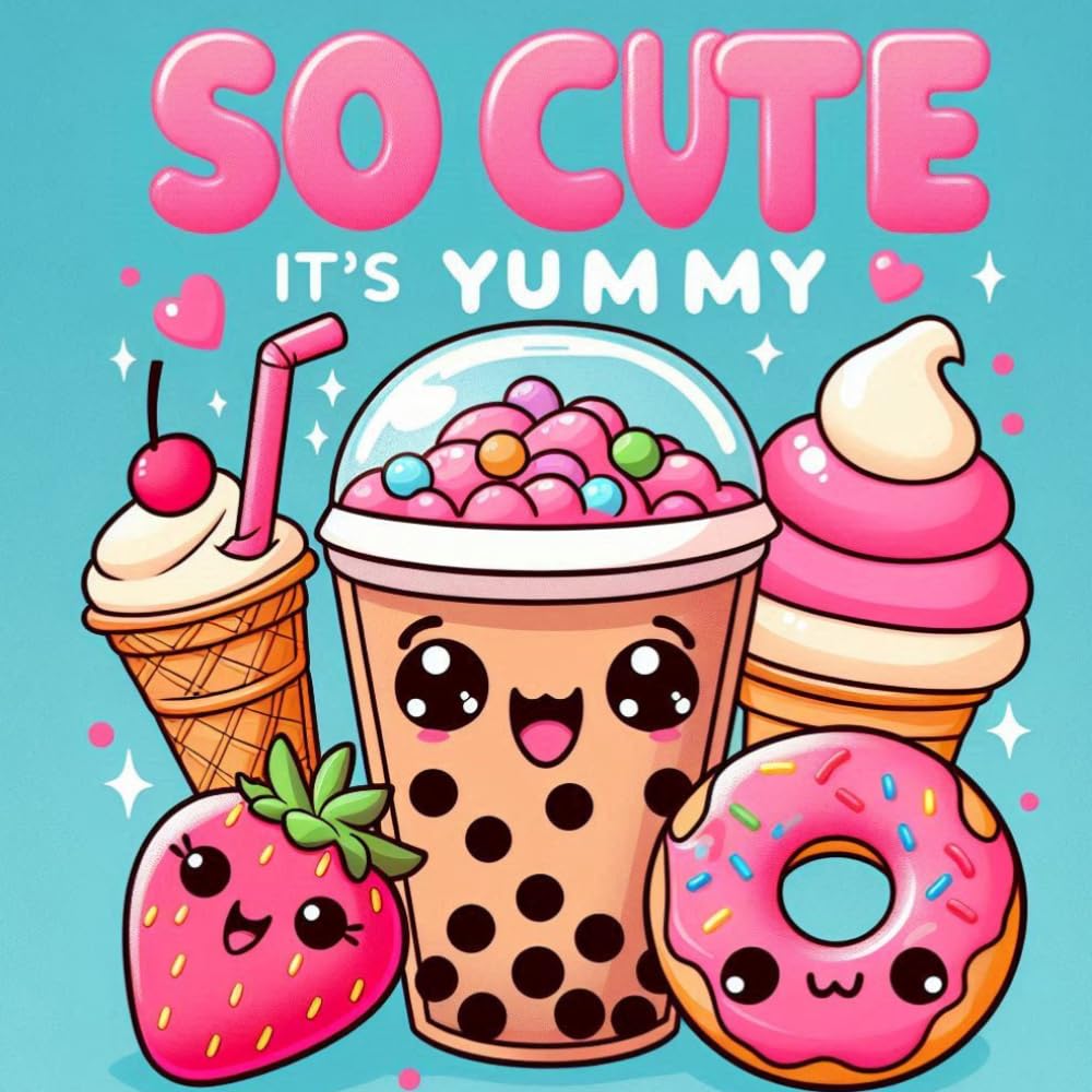 So Cute, It's Yummy: Kawaii Food Coloring Book for Girls and Boys