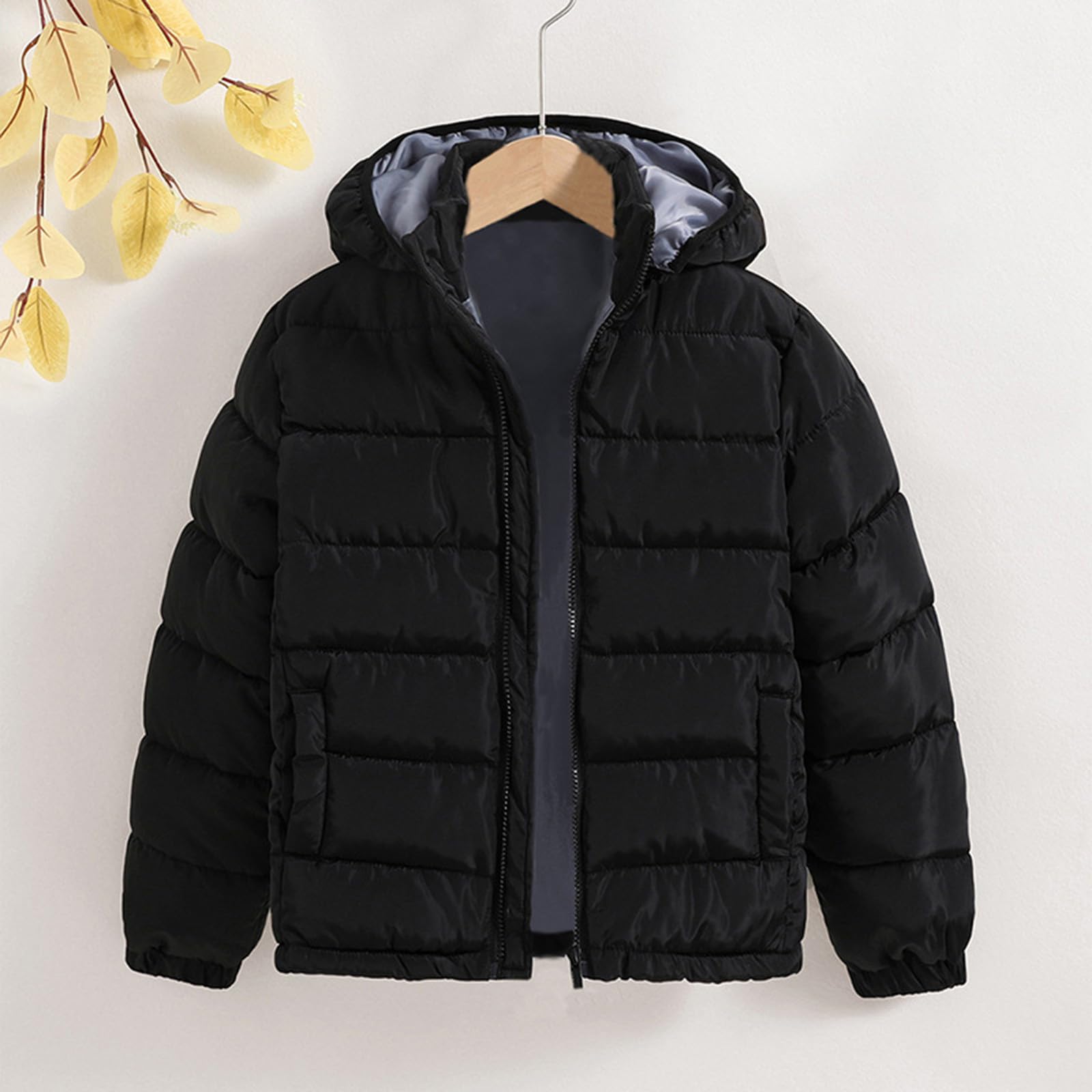 Genérico Chaqueta Moto Niño - Abrigo con Capucha De Invierno para Niños Chaqueta Cálida De Manga Larga Y Color Sólido