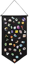 Samcos Brooch and Can Badge Storage, Wall Pocket, Double Sided Storage, Wall Mounted, Hanging Type, Space Saving Storage, Perfect for Collection Displaying Earrings, Necklaces, Small Accessories, Display Storage (Black)