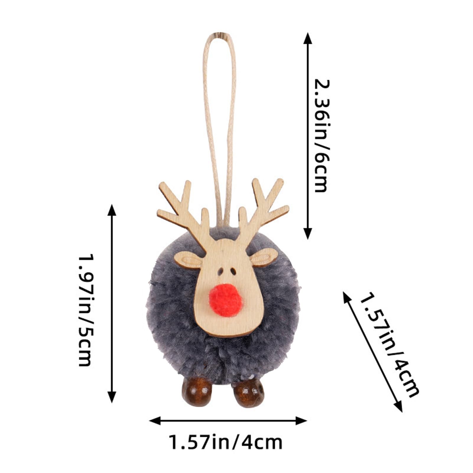 12 Addobbi Natalizi da Appendere per Albero a Forma di Renne in Peluche