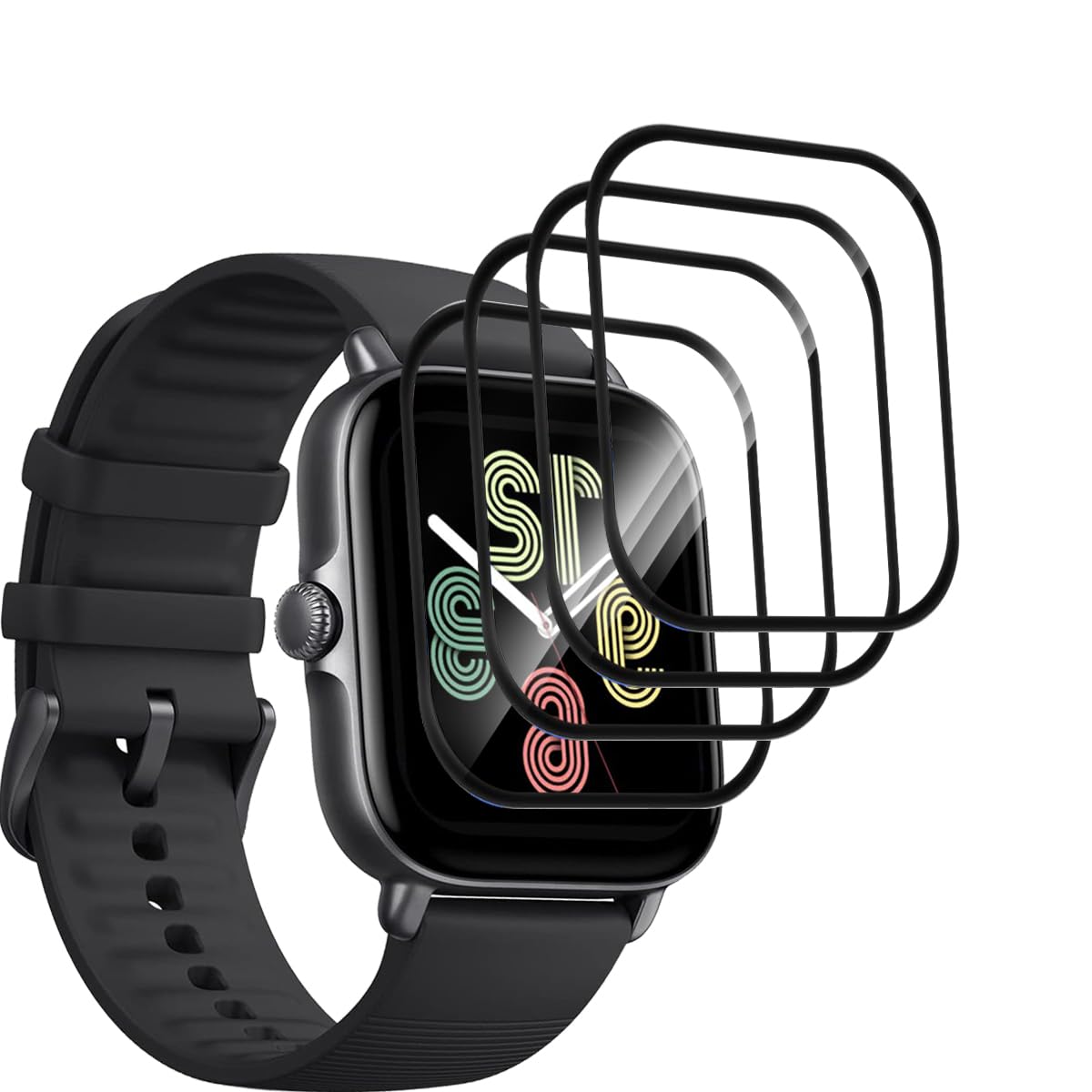 4 Piezas Protector Pantalla para Amazfit GTS 3 42mm Cristal Templado, Anti-Arañazos/HD, 3D Curvado Película Protectora para Amazfit GTS 3 42mm - PMMA Protector Pantalla Compuesto