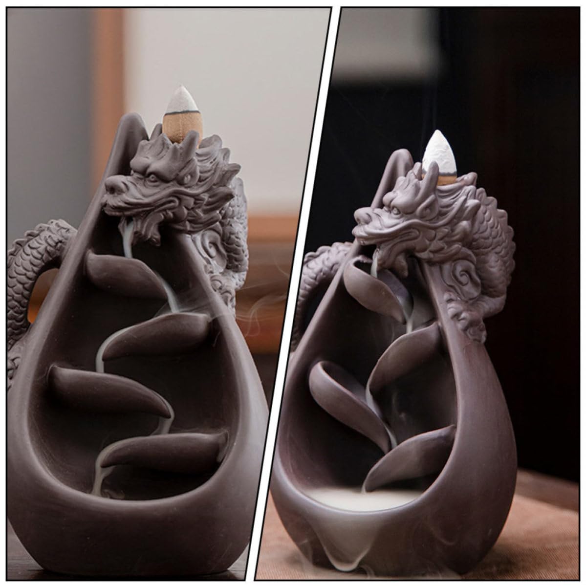 IMIKEYA Quemador de Incienso de Arena Morada y Purifica el Aire Diseño de Dragón, Relieve Estrés para Ceremonia de Té Decoración del Hogar