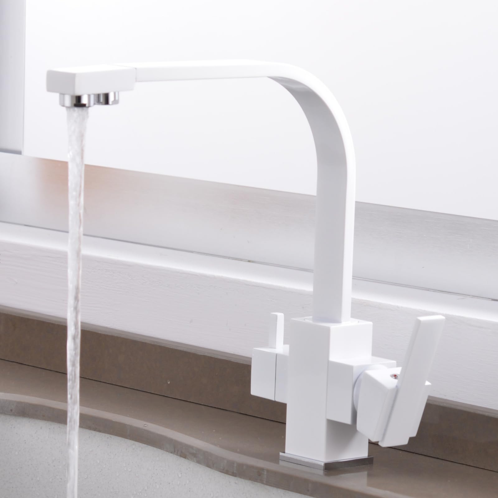 Grifo de cocina giratorio de 360° con filtro de ósmosis, grifo de cocina para agua potable, sistema de salida doble, fácil instalación, diseño moderno