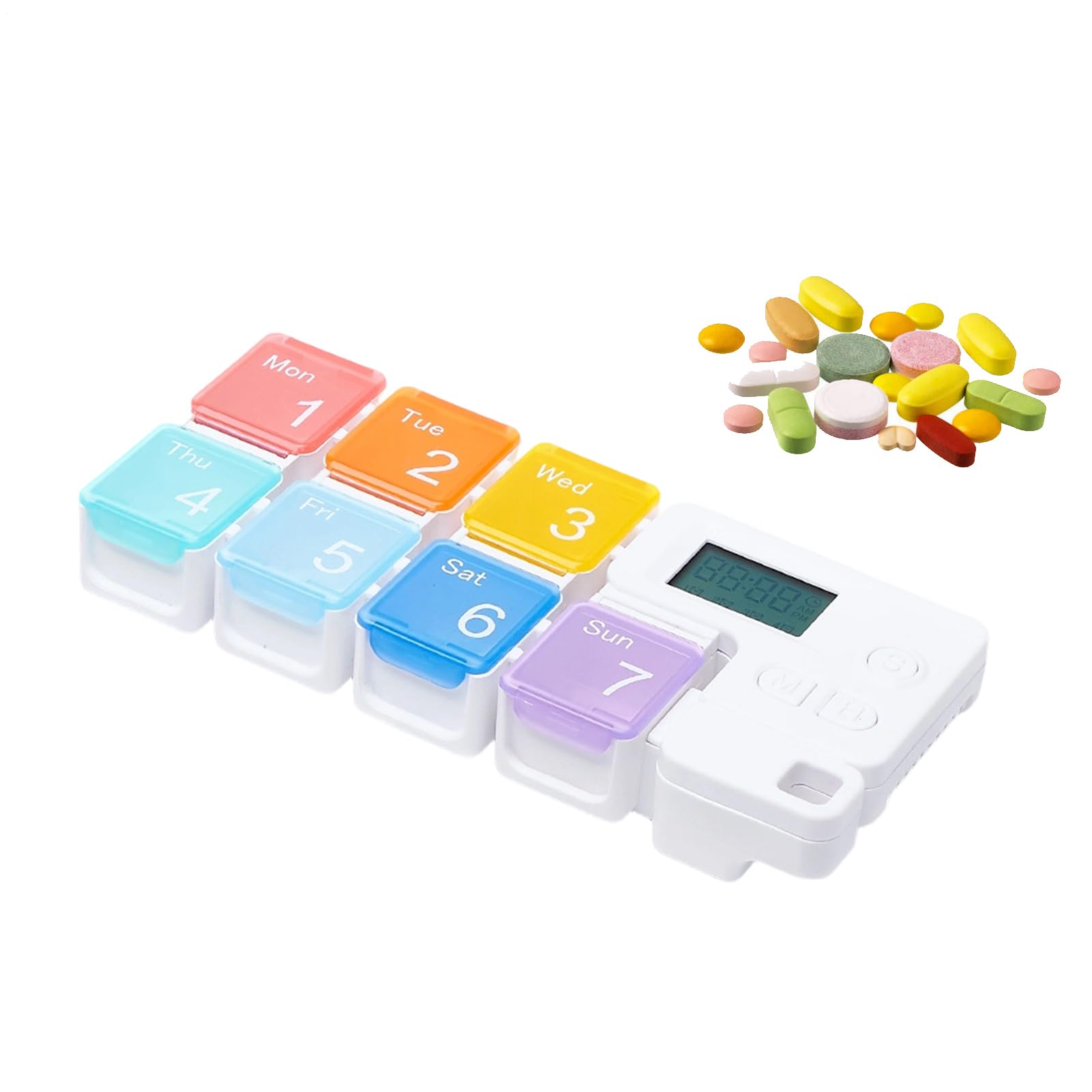 Portapillole Promemoria Intelligente Multi Scomparto 7 Giorni Case Portatile per Dispensatore di Pillole Giornaliero