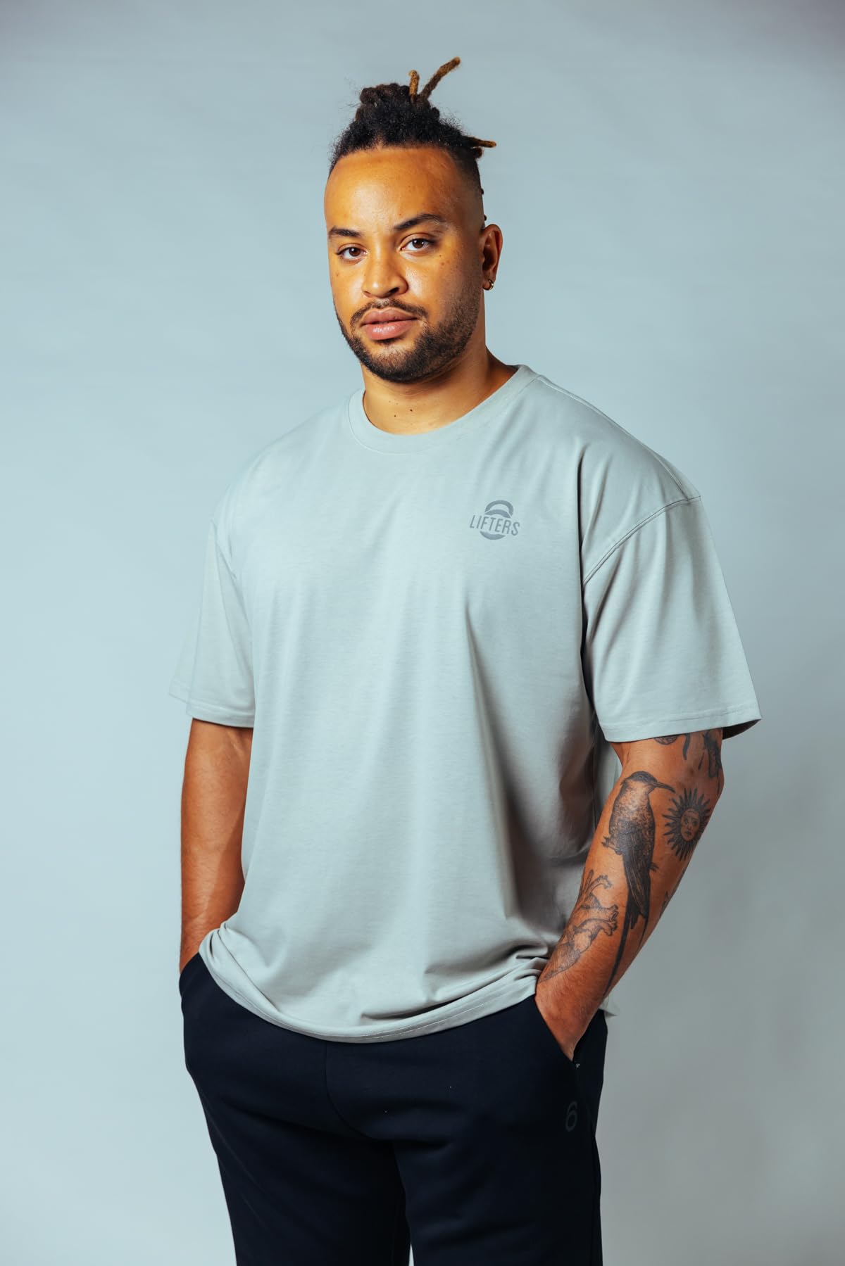 Curvado de Gran tamaño Camiseta, Grey, Large Unisex