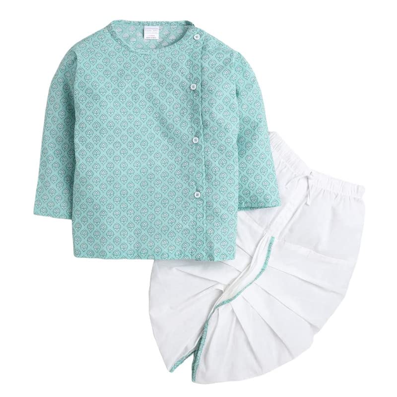 Image of POLKA TOTS Premium Cotton Dhoti Kurta Set for Kids Boys | Traditional Angrakha Style Ethnic Wear for Boys | Kurta Dhoti Set for Kids | Festive & Wedding Clothing Set for Baby