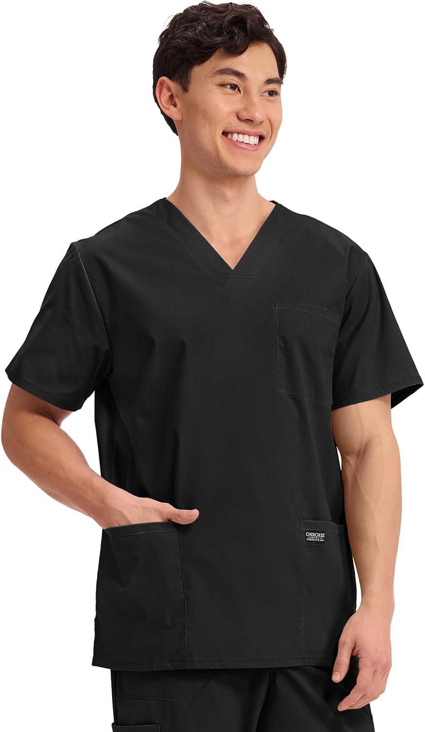 Cherokee Scrub Set for Men V-Neck Top & Fly Front Tapered Leg Cargo Pant with 9 Pockets & 2-Way Stretch Fabric- CK00042C - Image 8