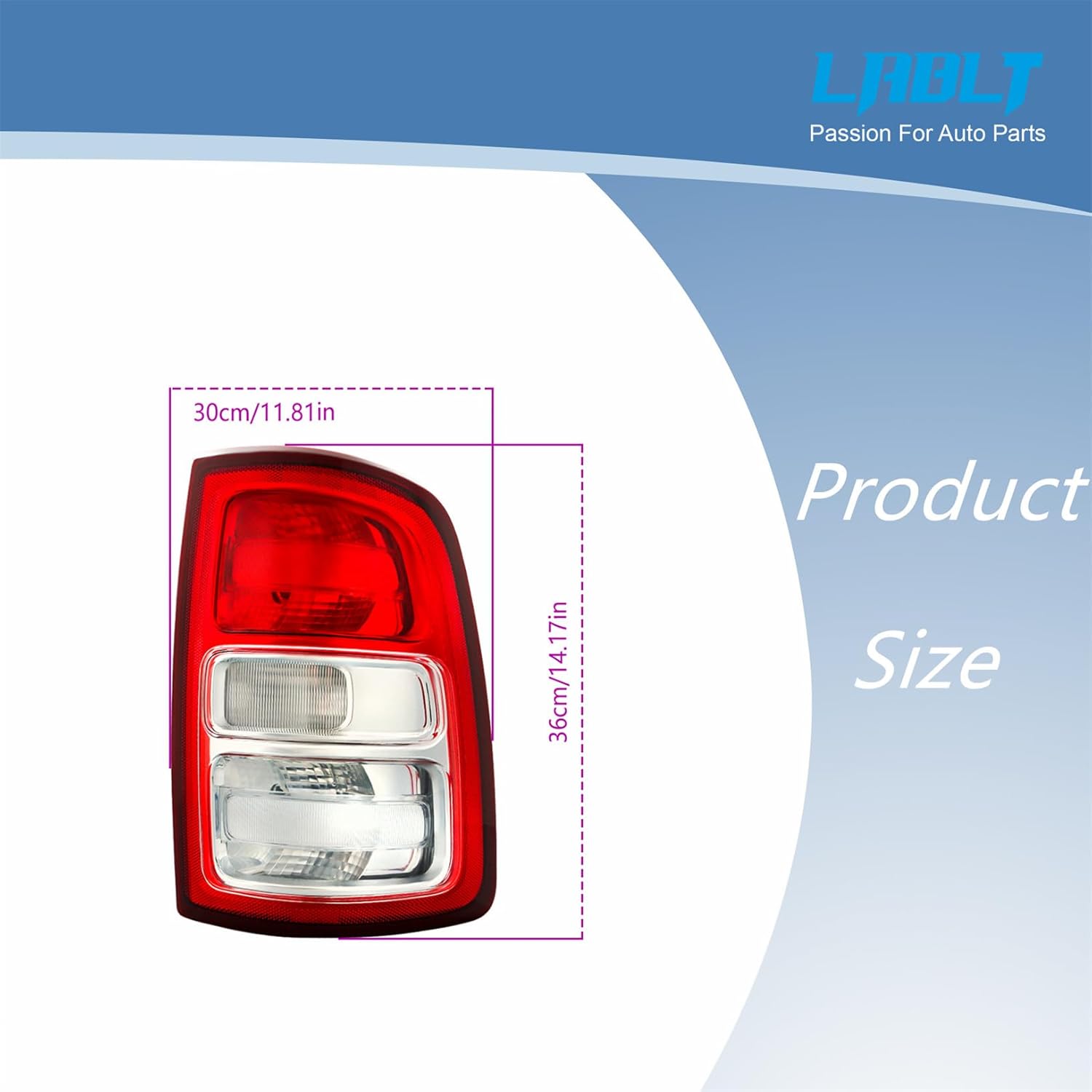 LABLT Tail Light Assembly Replacement for 2019 2020 2021 2022 RAM 2500 Brake Light Right Side Halogen White Decorative Frame Replacement for 68361714AD