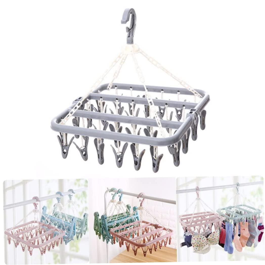 Faltbarer Wäscheständer mit 32 Clips, vielseitiger Wäschebügel für Handtücher, Unterwäsche & Babysocken - Platzsparende Socke & Handtuch