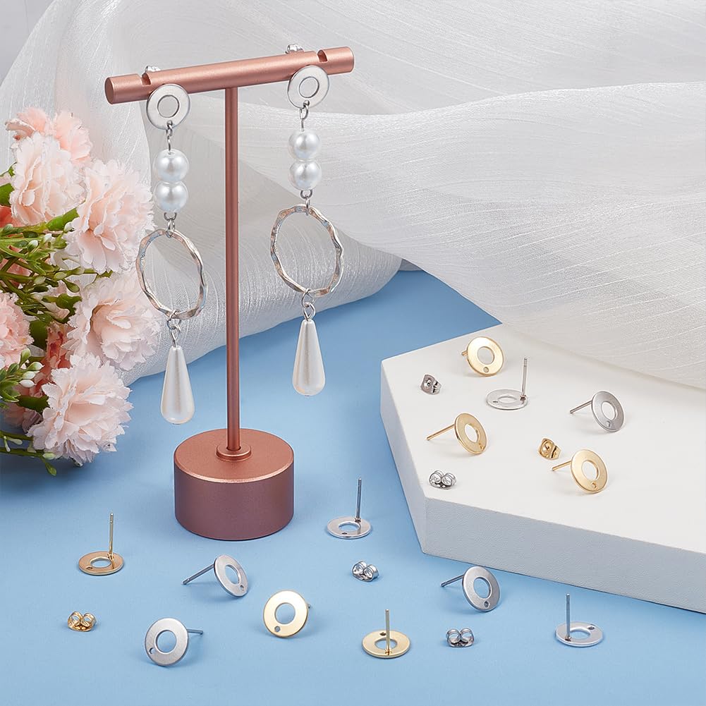 UNICRAFTALE Lot 40 Clous Boucles D’Oreilles Acier Inoxydable 2 Couleurs – Demi-Rond Pour Création Bijoux