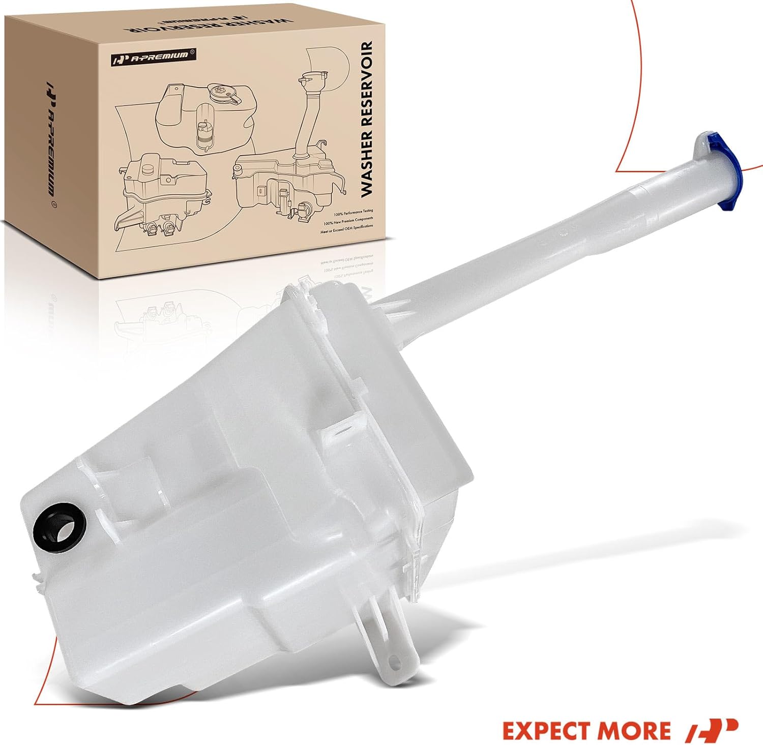 A-Premium Windshield Washer Reservoir Compatible with Hyundai Models - Santa Fe 2010 2011 2012, with Cap