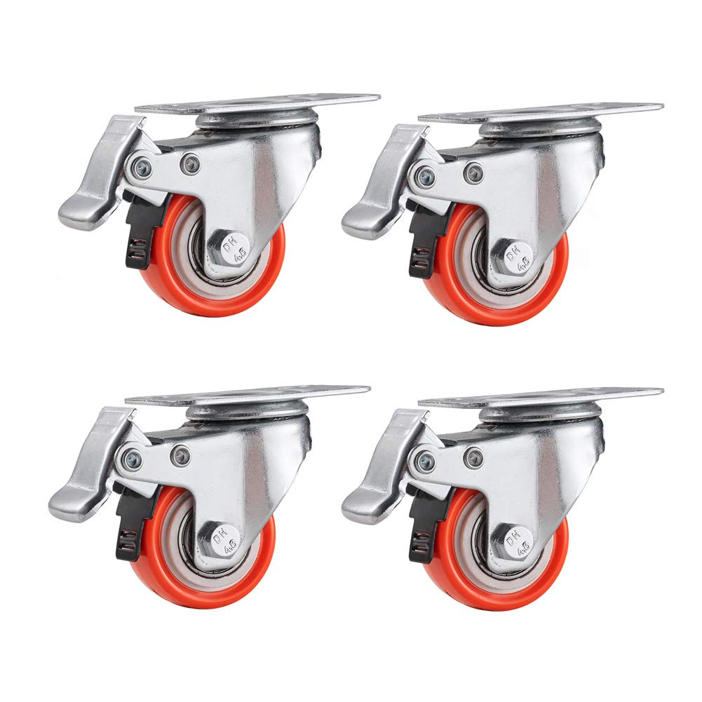 Roulettes pivotantes en PU de 50 mm avec frein pour chariot industriel et meuble lourd