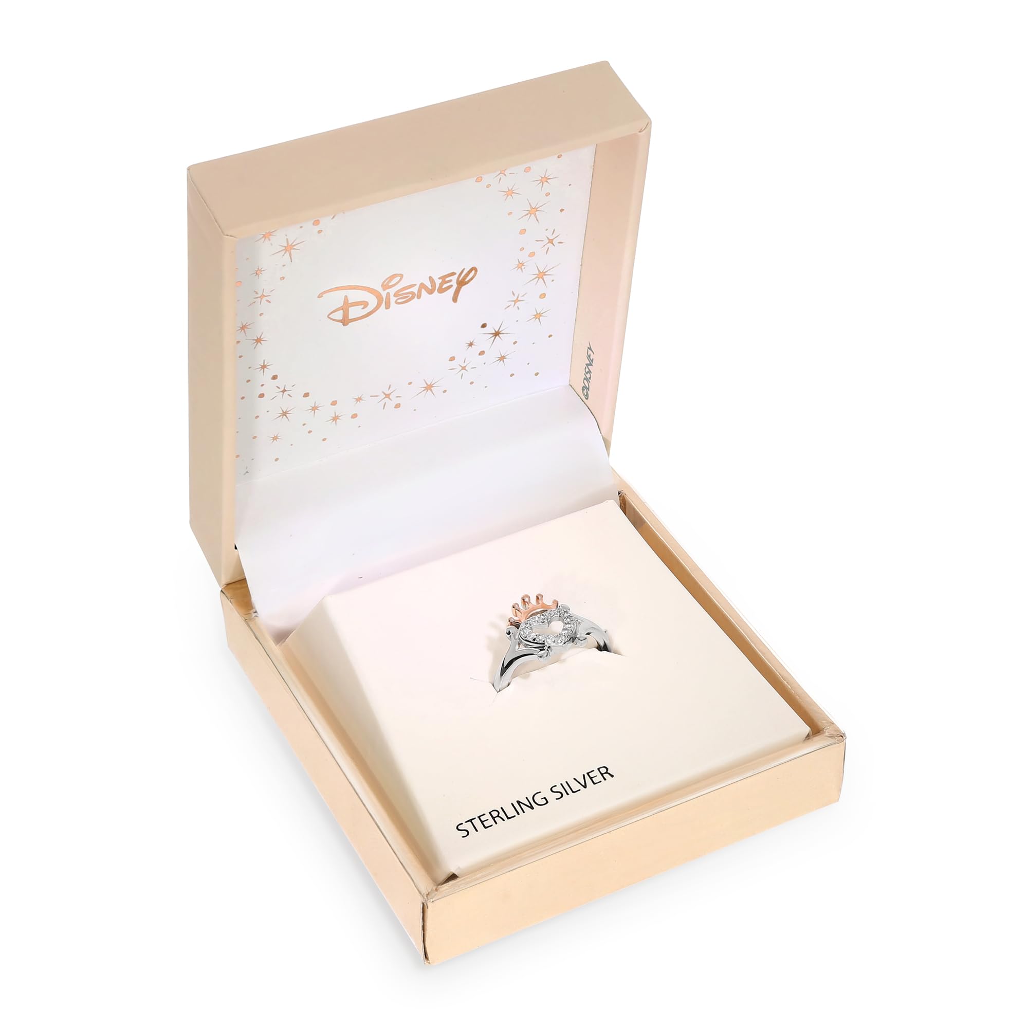 Disney Anello Principessa, Argento Sterling con Corona di Zirconi per Bambini e Ragazze, Gioielli
