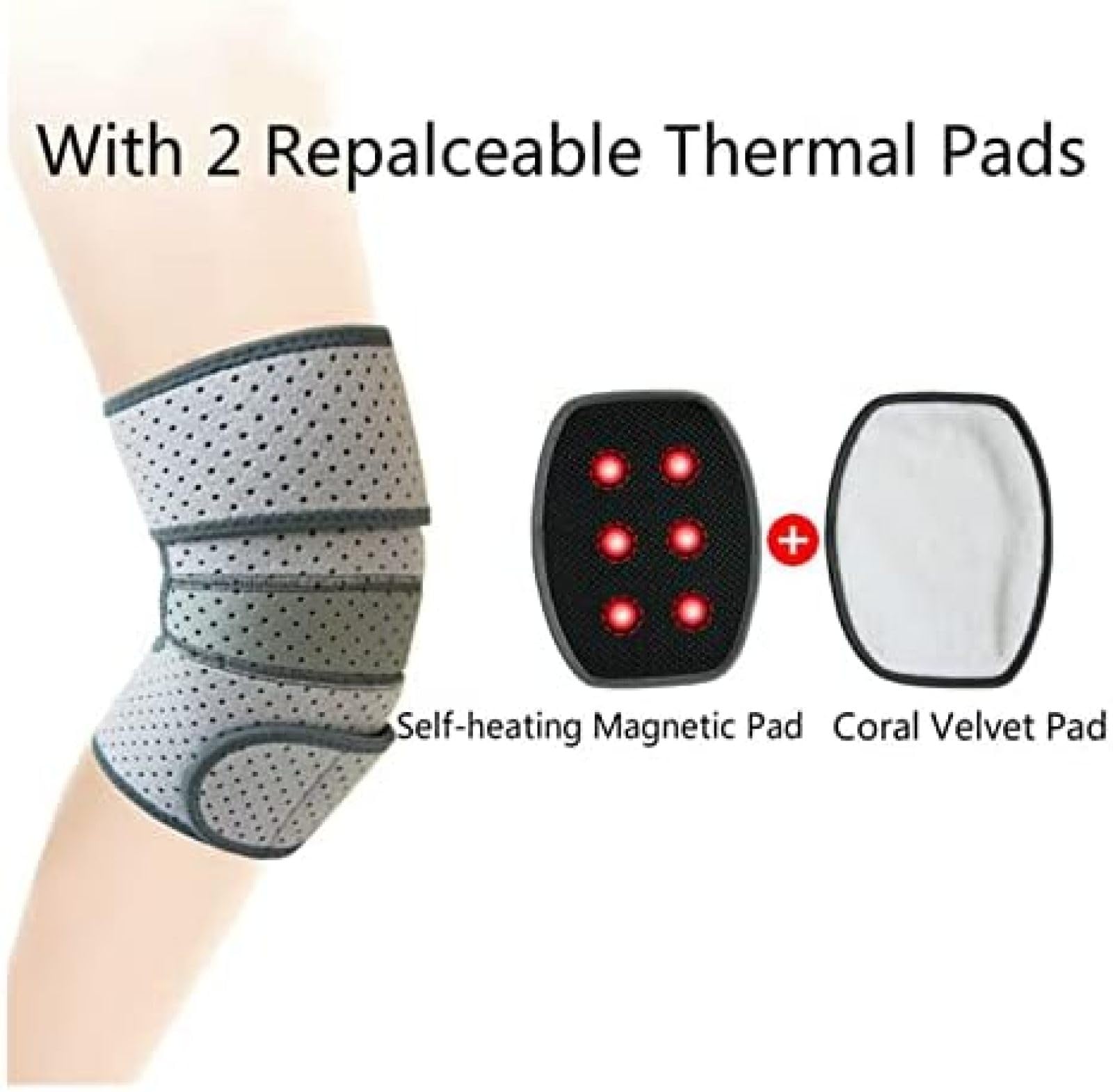 1 Paar Kniestütze, Selbsterwärmende Magnetische Knieschützer Mit Austauschbaren Wärmepolstern, Linderung Von Arthritis Und Gelenkschmerzen,Grau,Einheitsgröße,YUYANAIAI