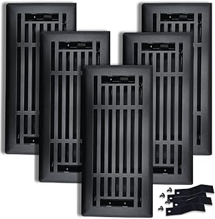 5 PC, SIERRA GRATES 4" X 10" Linear Design Steel Floor Register in CAST Iron Black Finish WI