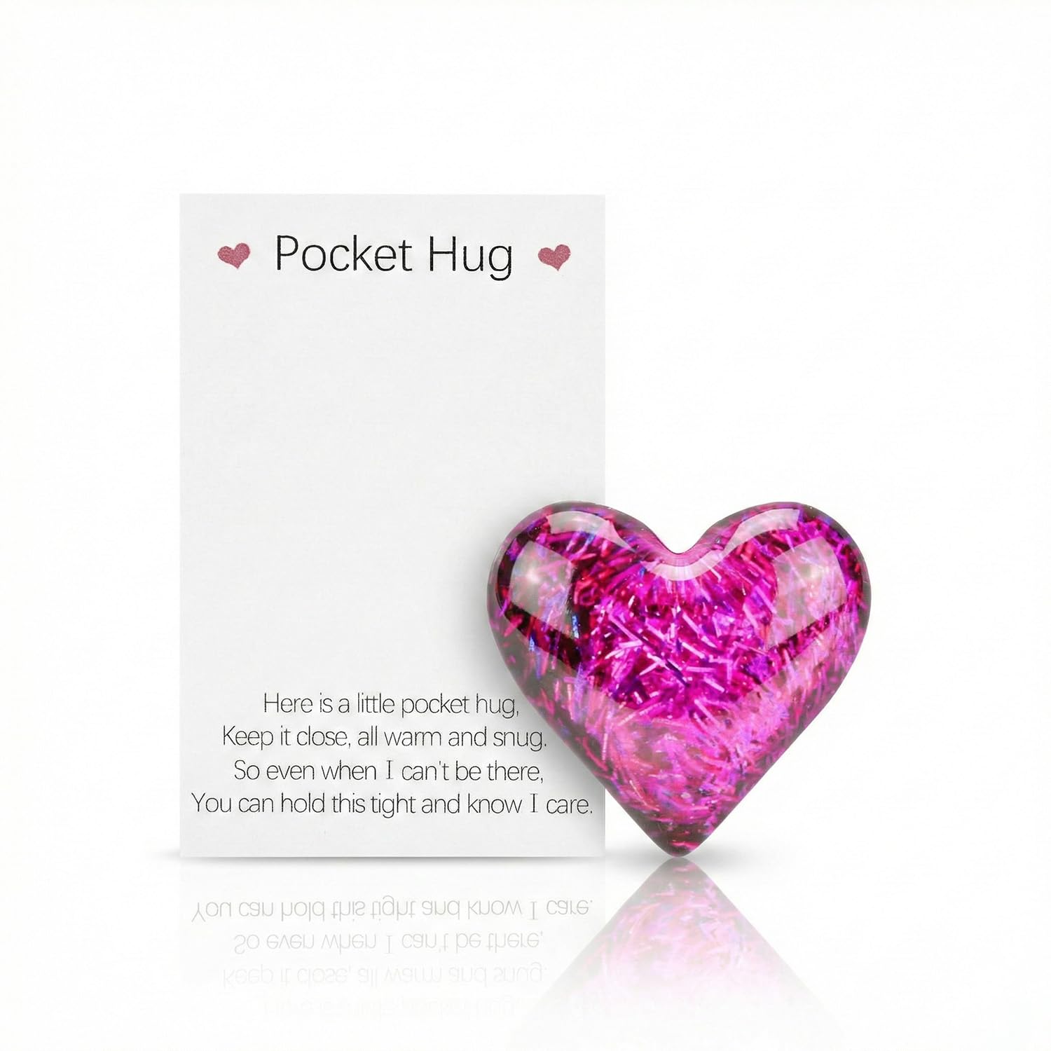Hopzab Purple Pocket Hugs Heart With Card Special Keepsake Ornament Pocket Hug Token Positivity Encourage Warm Gift For Birthday Christmas Mothers Day Valentines (Purple)