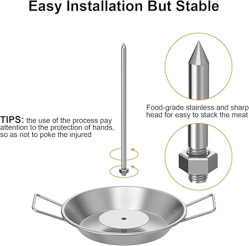 Miniatura 3 de Brocheta vertical para parrilla para fumar, brocheta vertical de acero inoxidable para tacos Al Pastor Kebabs Shawarma Gyros, base de 9 pulgadas con