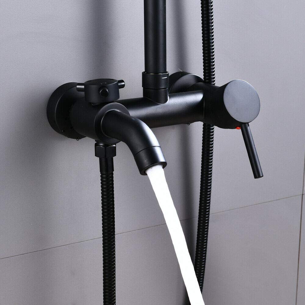 Schwarzes Duschsystem, Regendusche, Komplettes Duschzubehör, Großvolumiges Duschset, Handbrause im Vintage Stil für das Badezimmer