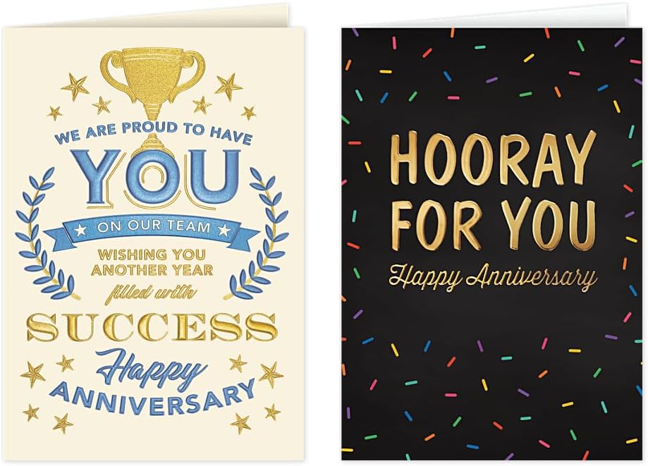 The Gallery Collection - Anniversary Cards Assortment Box (35 Cards), Foil & Embossing (Anniversary Employee)