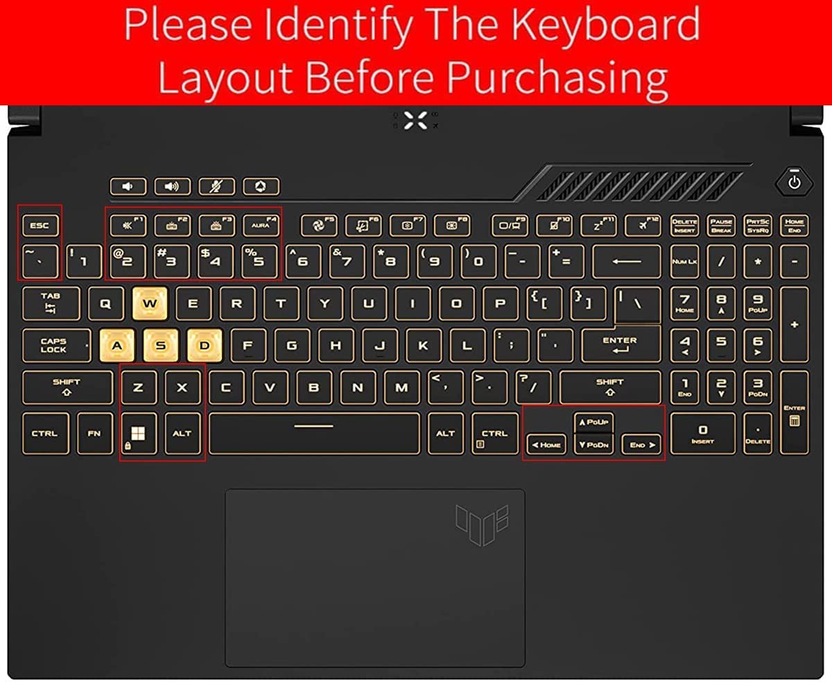 RAYA Silicone Keyboard Cover for ASUS TUF 2022 & ASUS TUF 2023 A15 / A16 / A17 / F15 / F17 & ASUS TUF 2024 A15 Gaming Laptops (Transparent TPU)