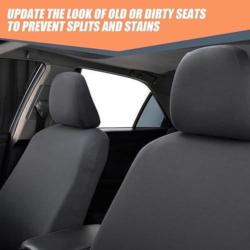 Miniatura 10 de Crynod 2 fundas para reposacabezas de asiento de automóvil, 9 x 10.6 pulgadas, tejido elástico, transpirable, totalmente rodeado, simple, protector