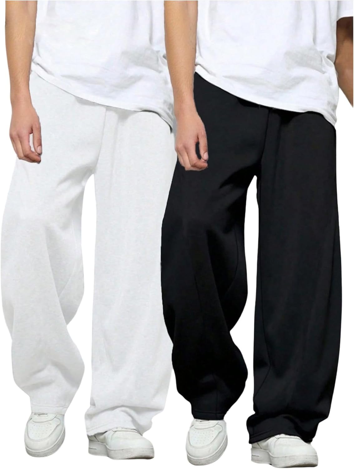 GORGLITTER Boy's Baggy Sweatpants 2 Piece Wide Leg Elastic Waist Jogger Sweat Pants with Pockets