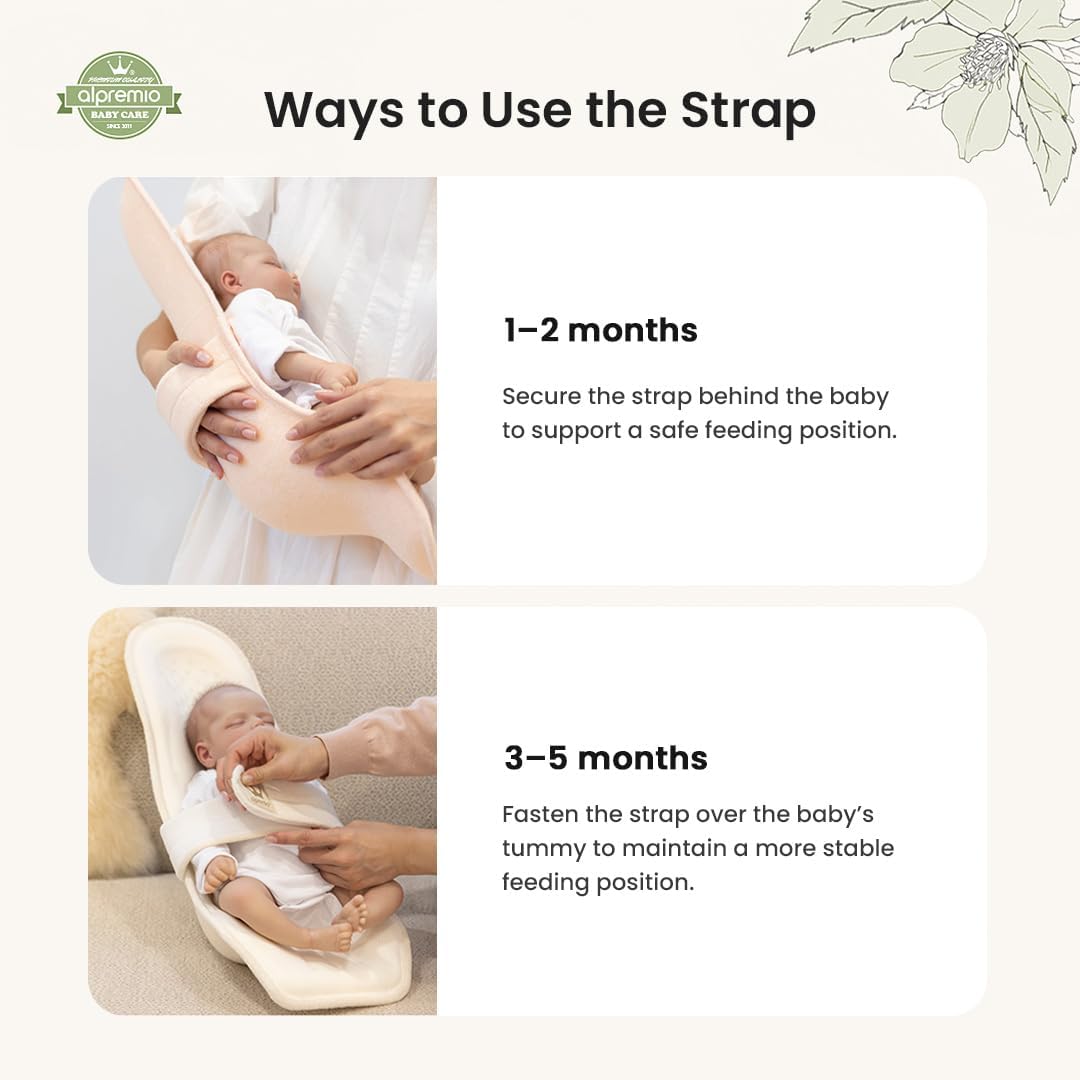 Feeding Support Seat with Adjustable Stability Strap, Mesh & Organic Cotton, Bottle-Feeding Assist for 1–5 Month Babies