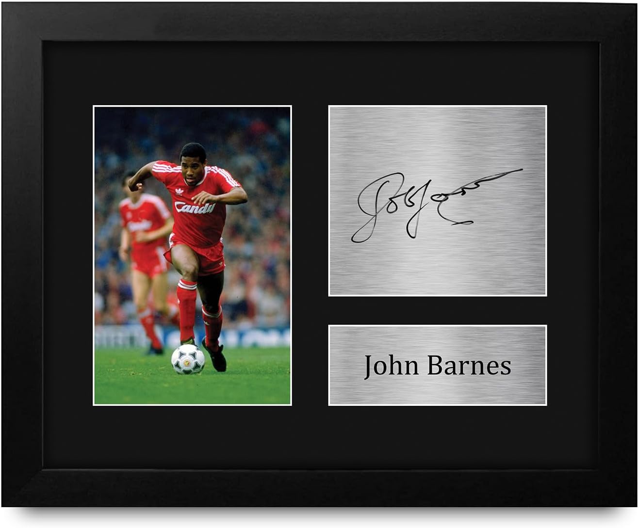 HWC Trading John Barnes Liverpool Gifts Printed Signed Autograph Picture for Soccer Fans and Supporters - US Letter Framed (ID-008255)