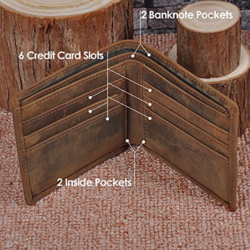 HRS Genuine Leather Wallets for Men, Handmade Vintage Italian Distressed Slim Bifold Men's Wallet with RFID Blocking2